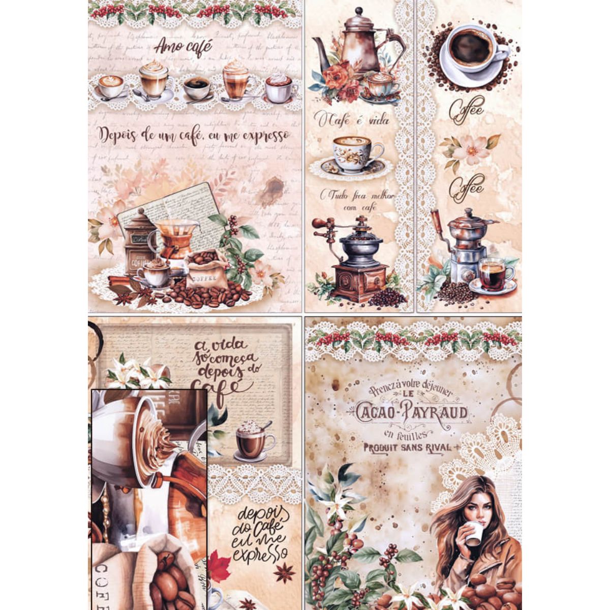 Papel Seda Litoarte PSL-043 Amo Café 67,5x46cm - Palácio da Arte