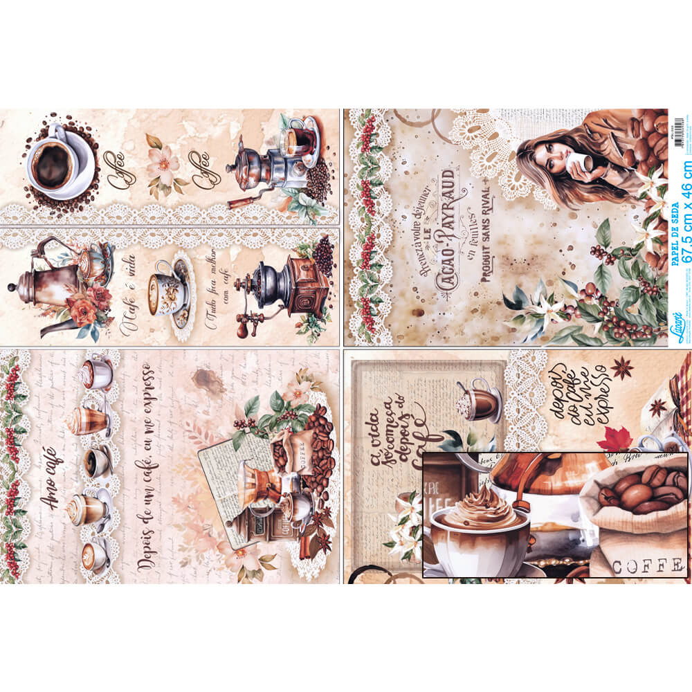 Papel Seda Litoarte PSL-043 Amo Café 67,5x46cm - Palácio da Arte