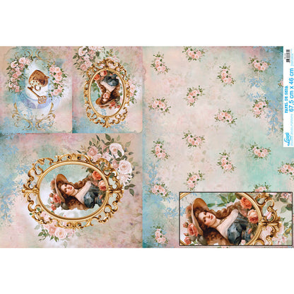 Papel Seda Litoarte PSL-044 Dama Vintage 67,5x46cm - Palácio da Arte