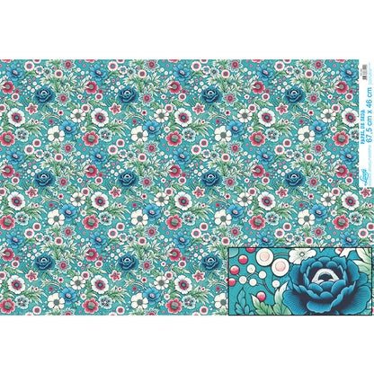 Papel Seda Litoarte PSL-045 Chita Fundo Verde 67,5x46cm - Palácio da Arte