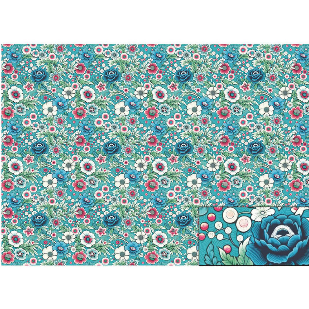 Papel Seda Litoarte PSL-045 Chita Fundo Verde 67,5x46cm - Palácio da Arte