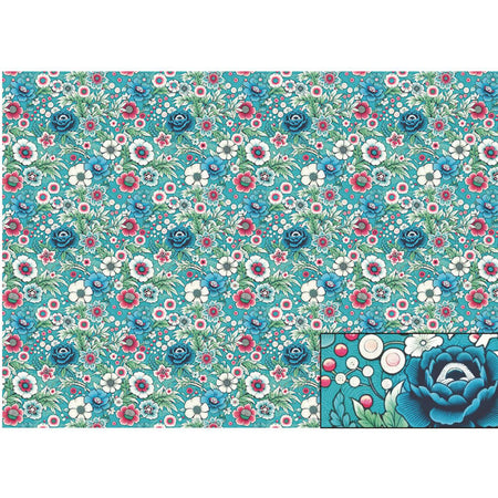 Papel Seda Litoarte PSL-045 Chita Fundo Verde 67,5x46cm - Palácio da Arte