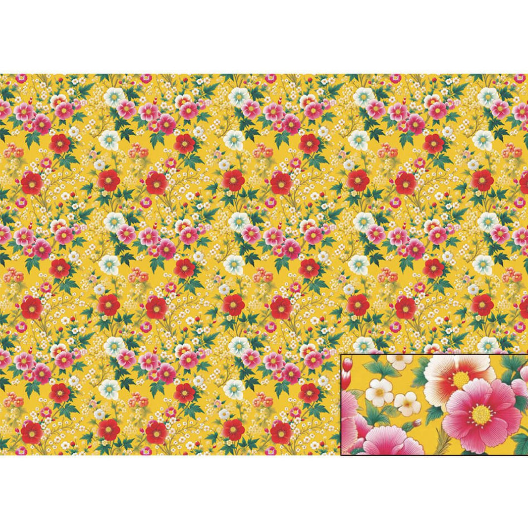Papel Seda Litoarte PSL-046 Chita Fundo Amarelo 67,5x46cm - Palácio da Arte