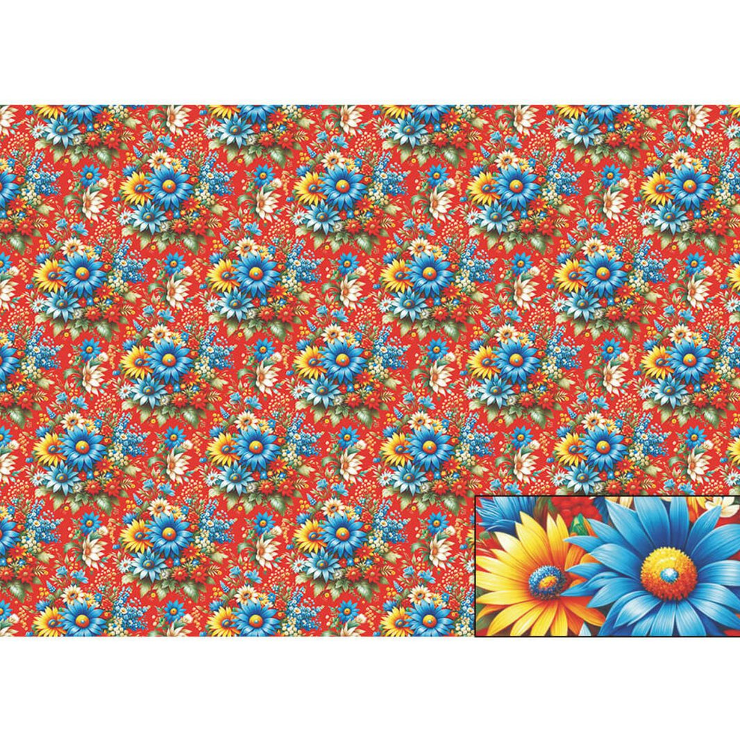 Papel Seda Litoarte PSL-047 Chita Fundo Vermelho 67,5x46cm - Palácio da Arte