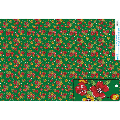 Papel Seda Litoarte PSL-048 Chita Fundo Verde 67,5x46cm - Palácio da Arte
