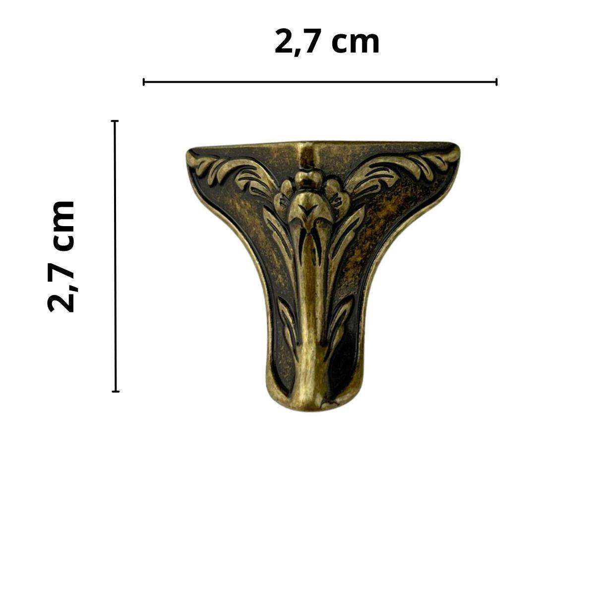 Pezinho Águia Tulipa em Metal Ouro Velho 2,7x2,7cm Kit com 4 peças - Palácio da Arte