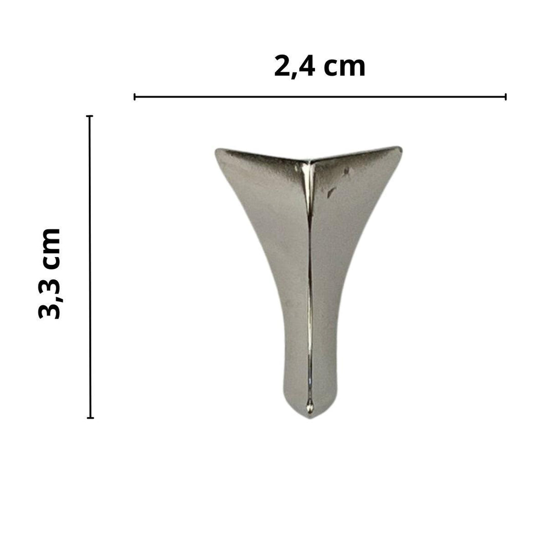Pezinho Cantoneira Curvada G em Metal Níquel 3,3x2,4cm Kit com 4 peças - Palácio da Arte