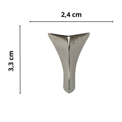 Pezinho Cantoneira Curvada G em Metal Níquel 3,3x2,4cm Kit com 4 peças - Palácio da Arte
