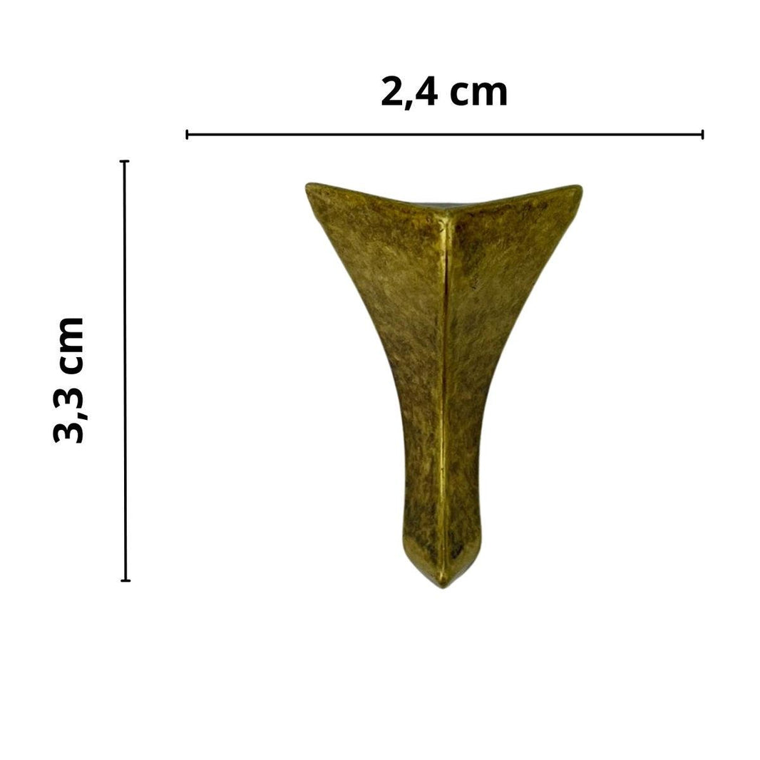 Pezinho Cantoneira Curvada G em Metal Ouro Velho 3,3x2,4cm Kit com 4 peças - Palácio da Arte