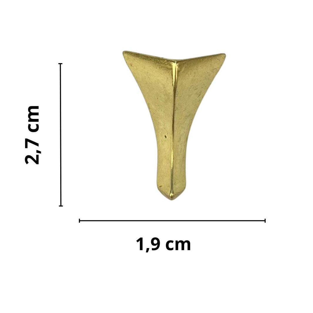 Pezinho Cantoneira Curvada P em Metal Dourado 2,7x1,9cm Kit com 4 peças - Palácio da Arte
