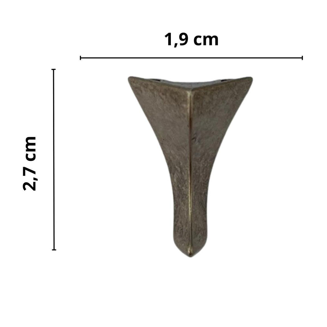 Pezinho Cantoneira Curvada P em Metal Prata Velha 2,7x1,9cm Kit com 4 peças - Palácio da Arte