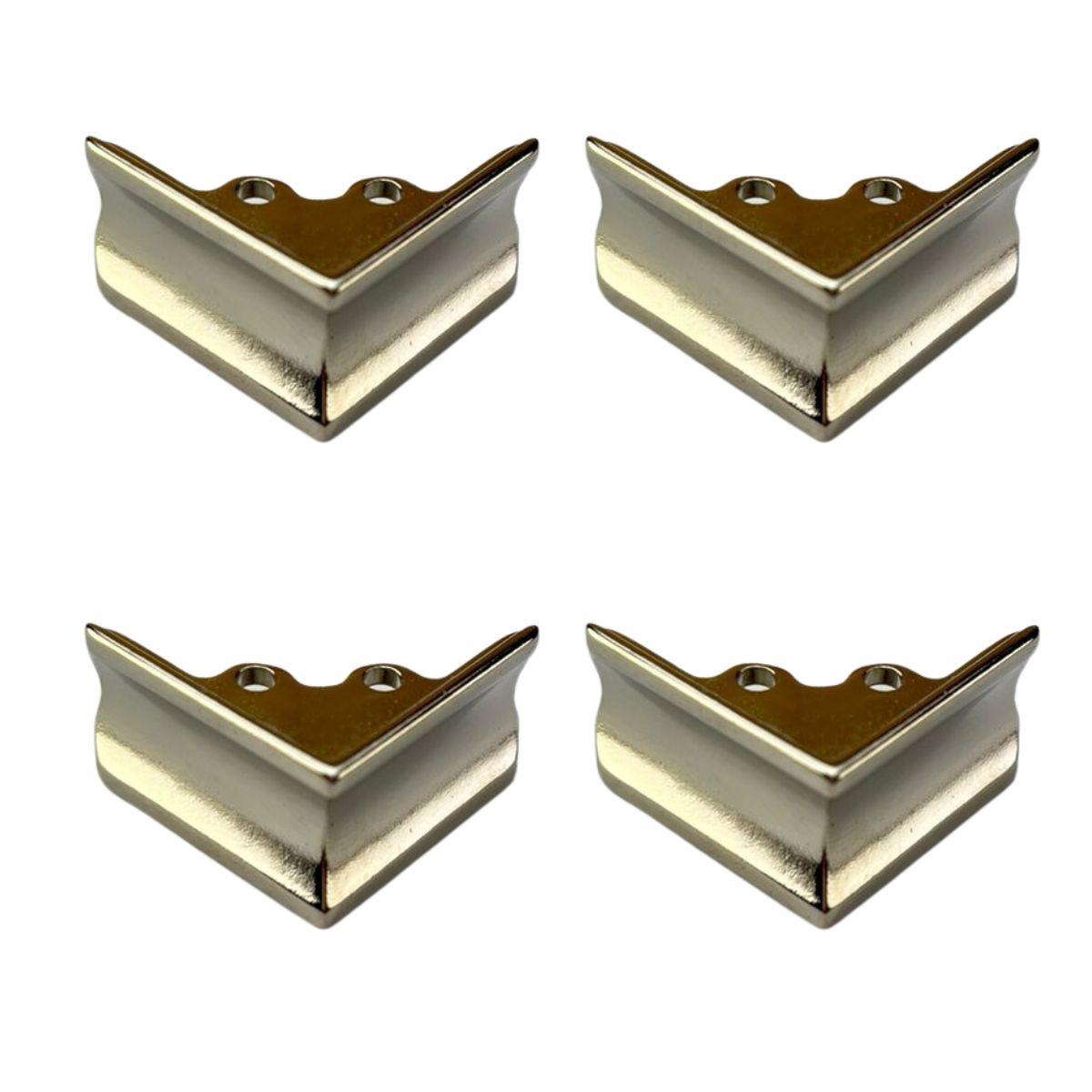 Pezinho Cantoneira Ovalada em Metal Niquel 2,6x2,6cm Kit com 4 peças - Palácio da Arte