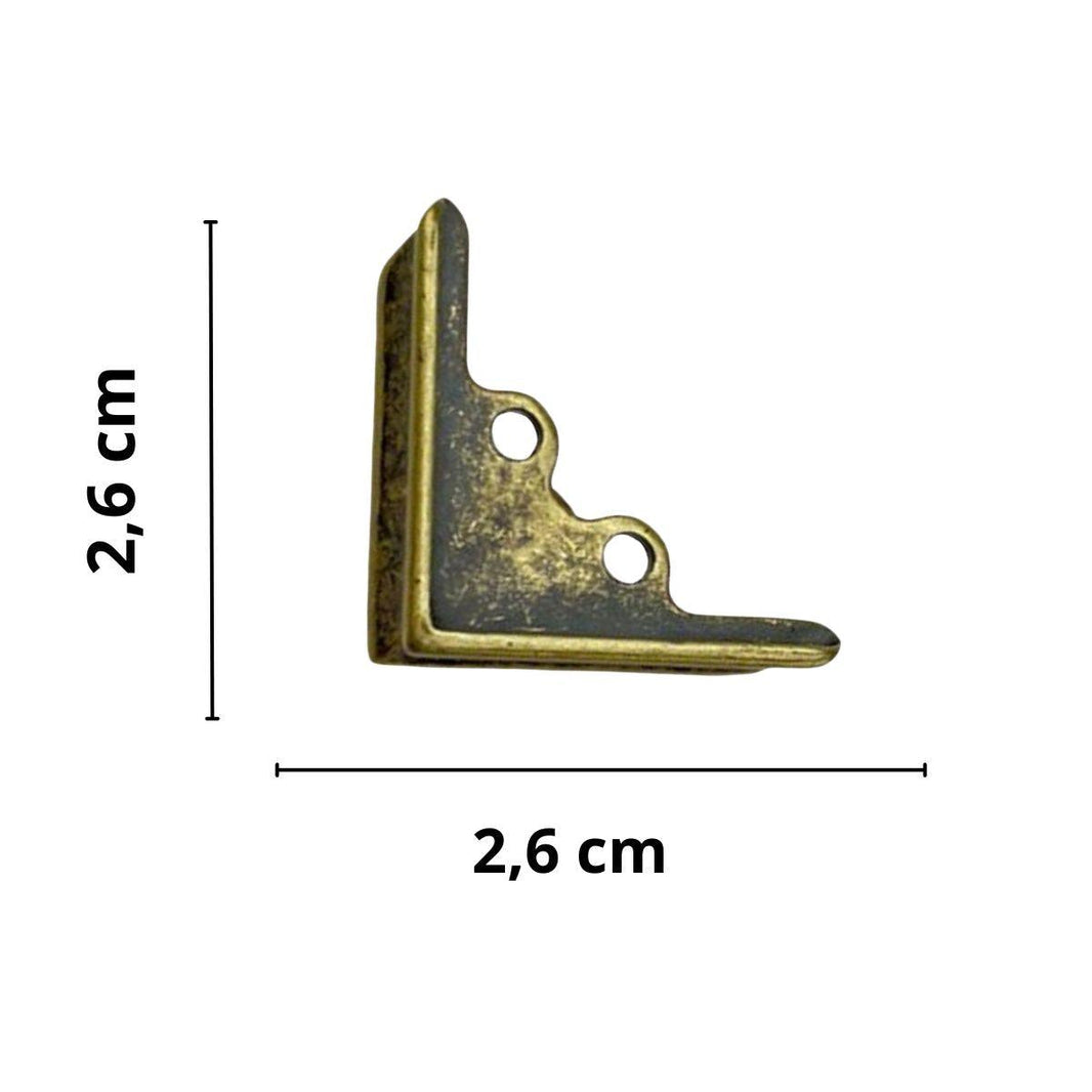 Pezinho Cantoneira Ovalada em Metal Ouro Velho 2,6x2,6cm Kit com 4 peças - Palácio da Arte
