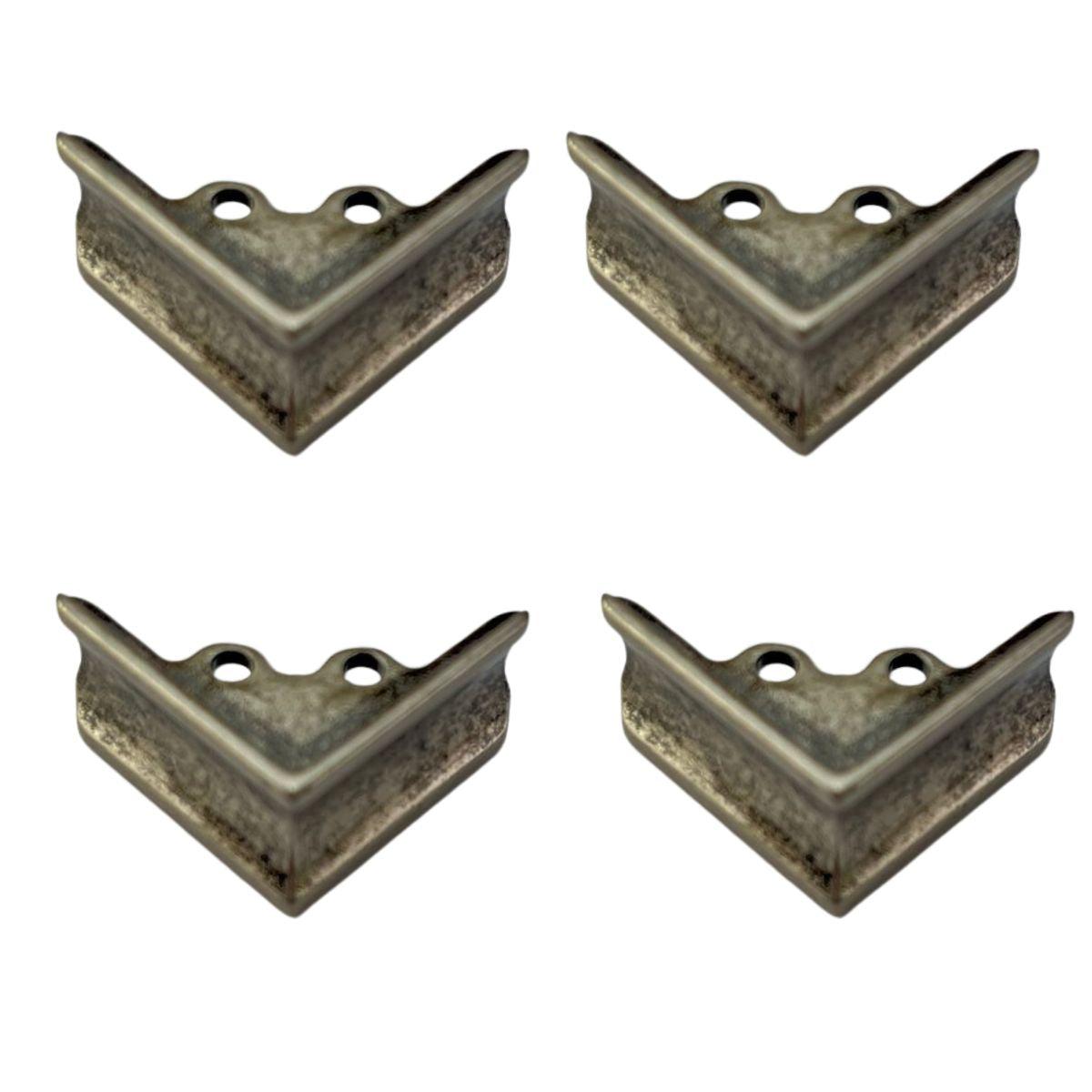 Pezinho Cantoneira Ovalada em Metal Prata Velho 2,6x2,6cm Kit com 4 peças - Palácio da Arte