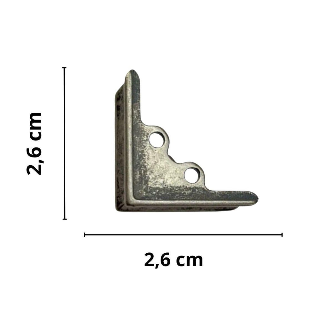Pezinho Cantoneira Ovalada em Metal Prata Velho 2,6x2,6cm Kit com 4 peças - Palácio da Arte