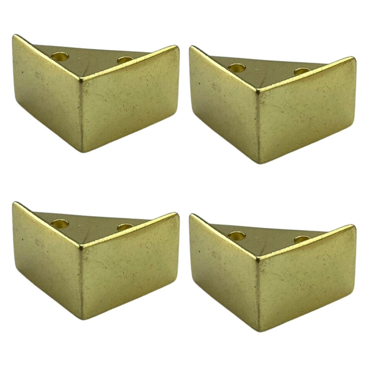 Pezinho Cantoneira Reta em Metal Dourado 2,1x2,1cm Kit com 4 peças - Palácio da Arte
