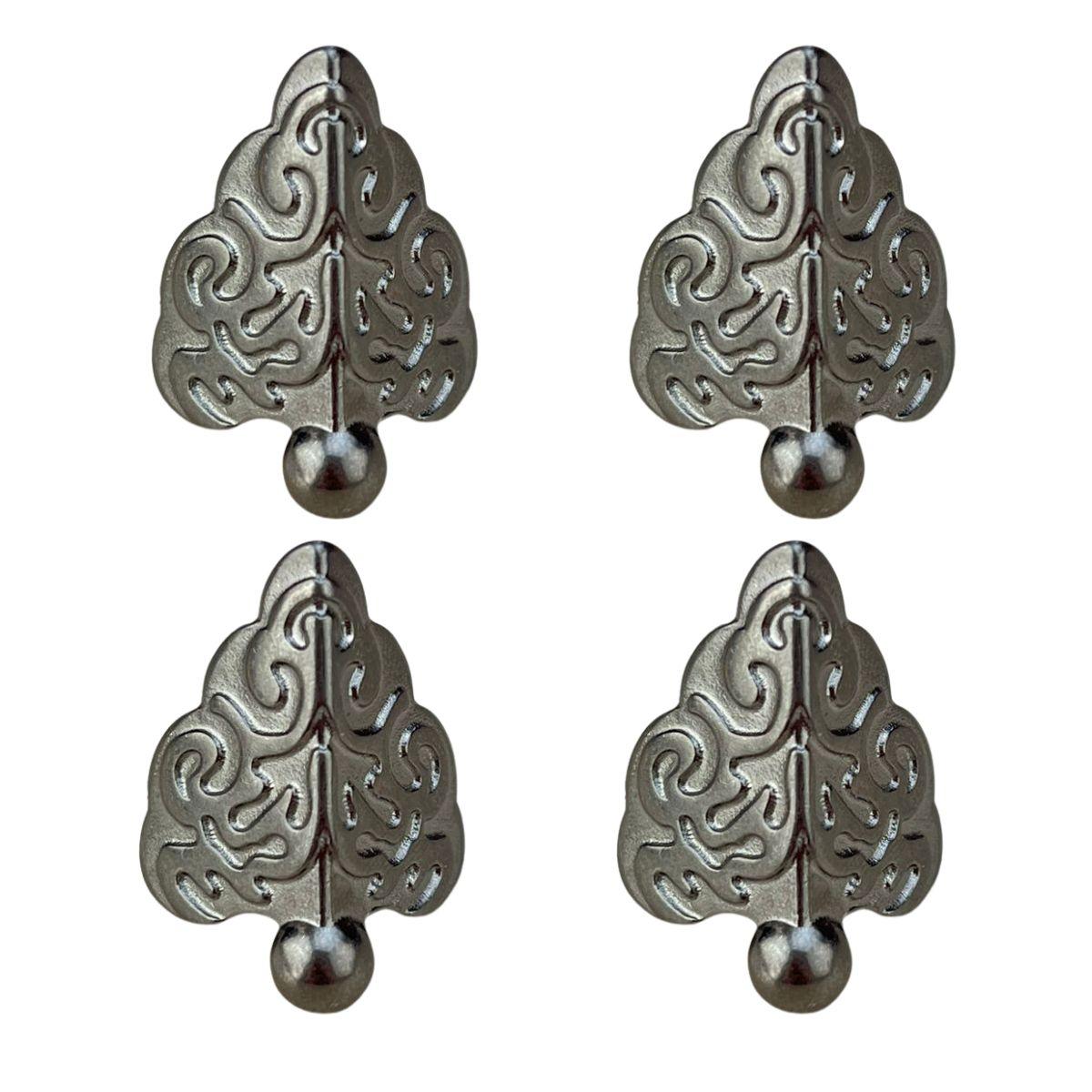 Pezinho Cantoneira Romano em Metal Niquel P 2,8x2,2cm Kit com 4 peças - Palácio da Arte
