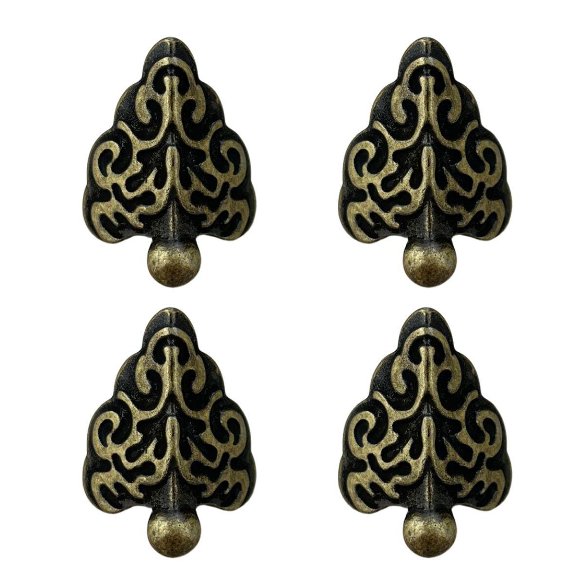 Pezinho Cantoneira Romano em Metal Ouro Velho P 2,8x2,2cm Kit com 4 peças - Palácio da Arte