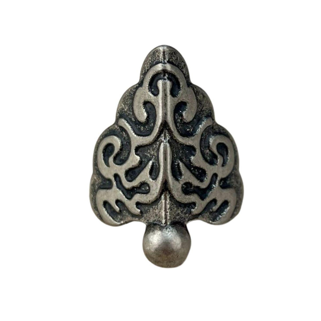 Pezinho Cantoneira Romano em Metal Prata Velha G 3x4cm Kit com 4 peças - Palácio da Arte