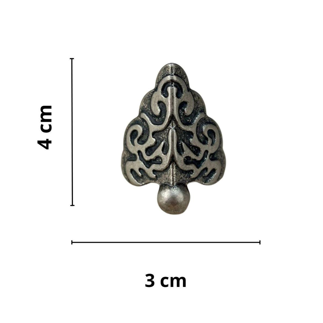 Pezinho Cantoneira Romano em Metal Prata Velha G 3x4cm Kit com 4 peças - Palácio da Arte