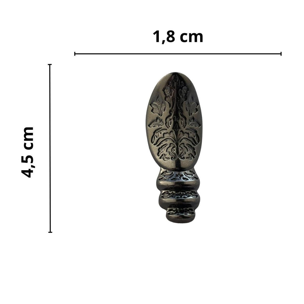 Pezinho Egípcio Bota em Metal Grafite 1,8x4,5cm Kit com 4 peças - Palácio da Arte