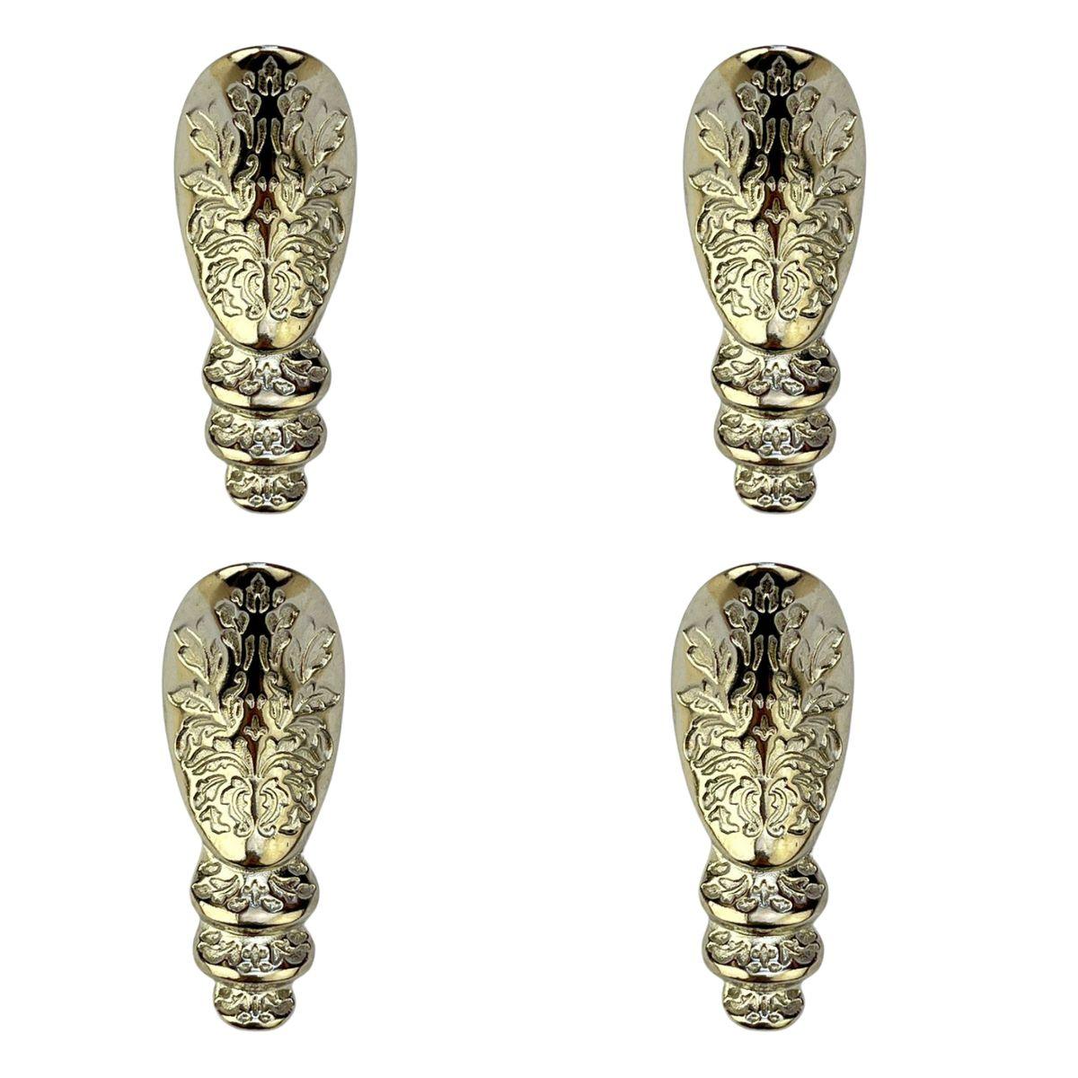 Pezinho Egípcio Bota em Metal Niquel 1,8x4,5cm Kit com 4 peças - Palácio da Arte