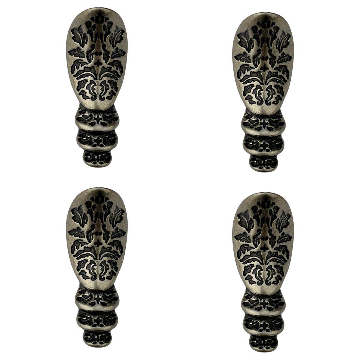 Pezinho Egípcio Bota em Metal Prata Velho 1,8x4,5cm Kit com 4 Peças - Palácio da Arte