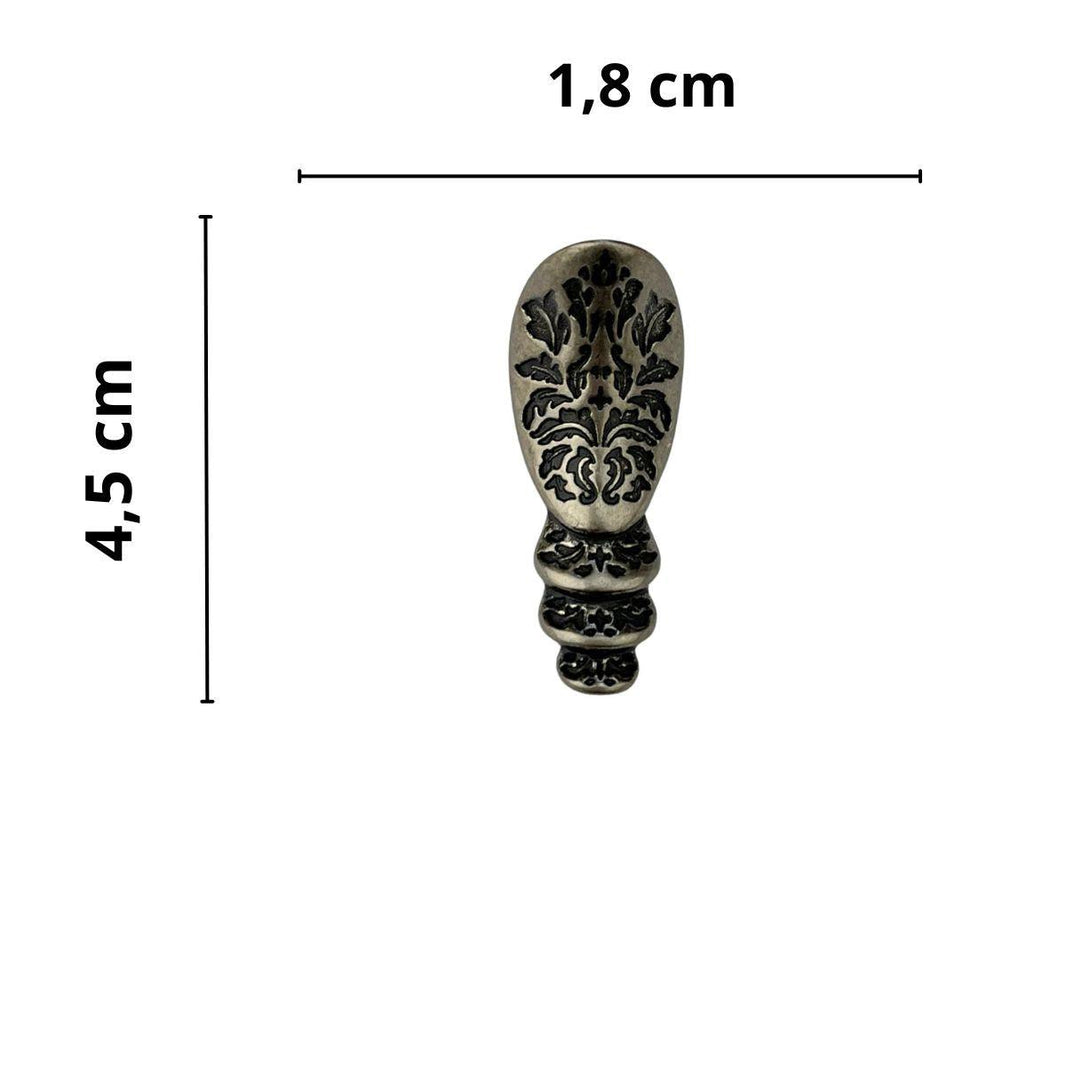 Pezinho Egípcio Bota em Metal Prata Velho 1,8x4,5cm Kit com 4 Peças - Palácio da Arte