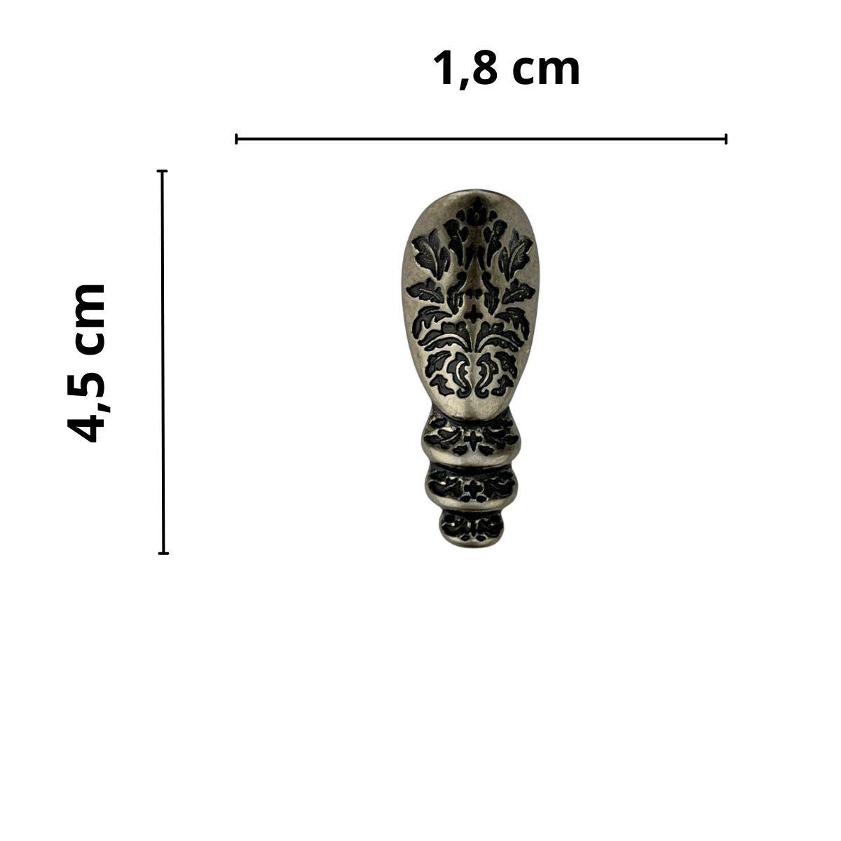 Pezinho Egípcio Bota em Metal Prata Velho 1,8x4,5cm Kit com 4 Peças - Palácio da Arte