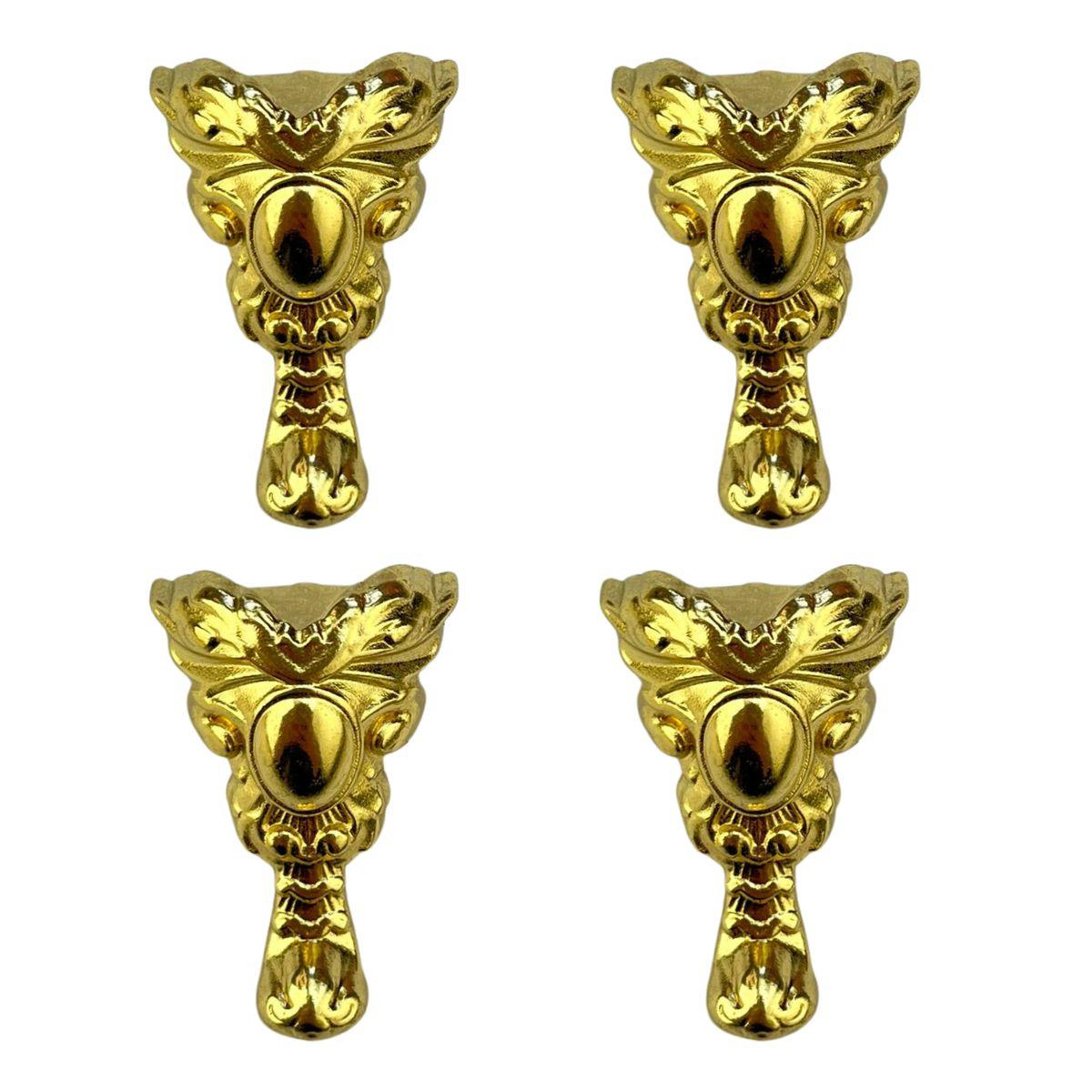 Pezinho Espelho Real em Metal Dourado 1,8x3,6cm Kit com 4 peças - Palácio da Arte