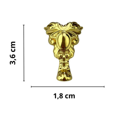Pezinho Espelho Real em Metal Dourado 1,8x3,6cm Kit com 4 peças - Palácio da Arte