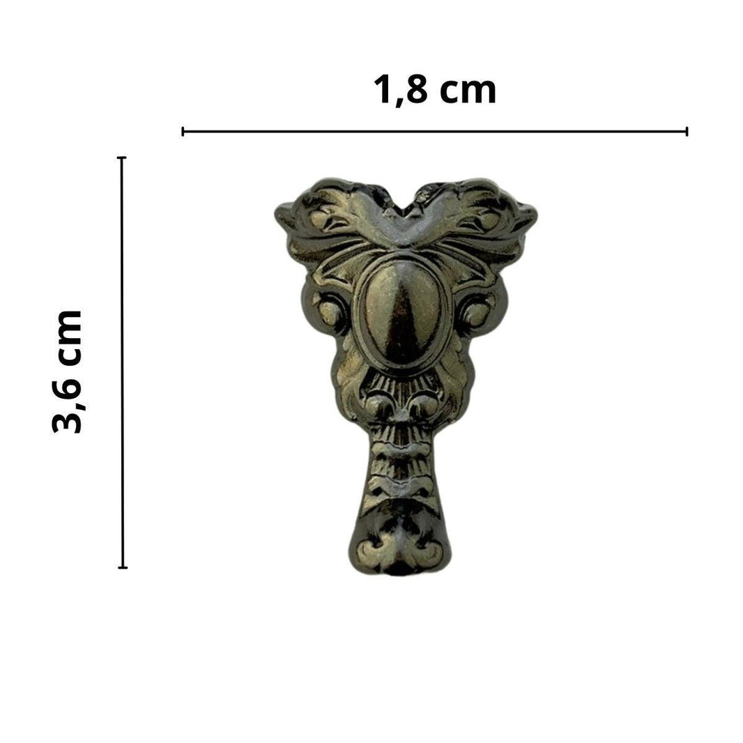 Pezinho Espelho Real em Metal Grafite 1,8x3,6cm Kit com 4 peças - Palácio da Arte