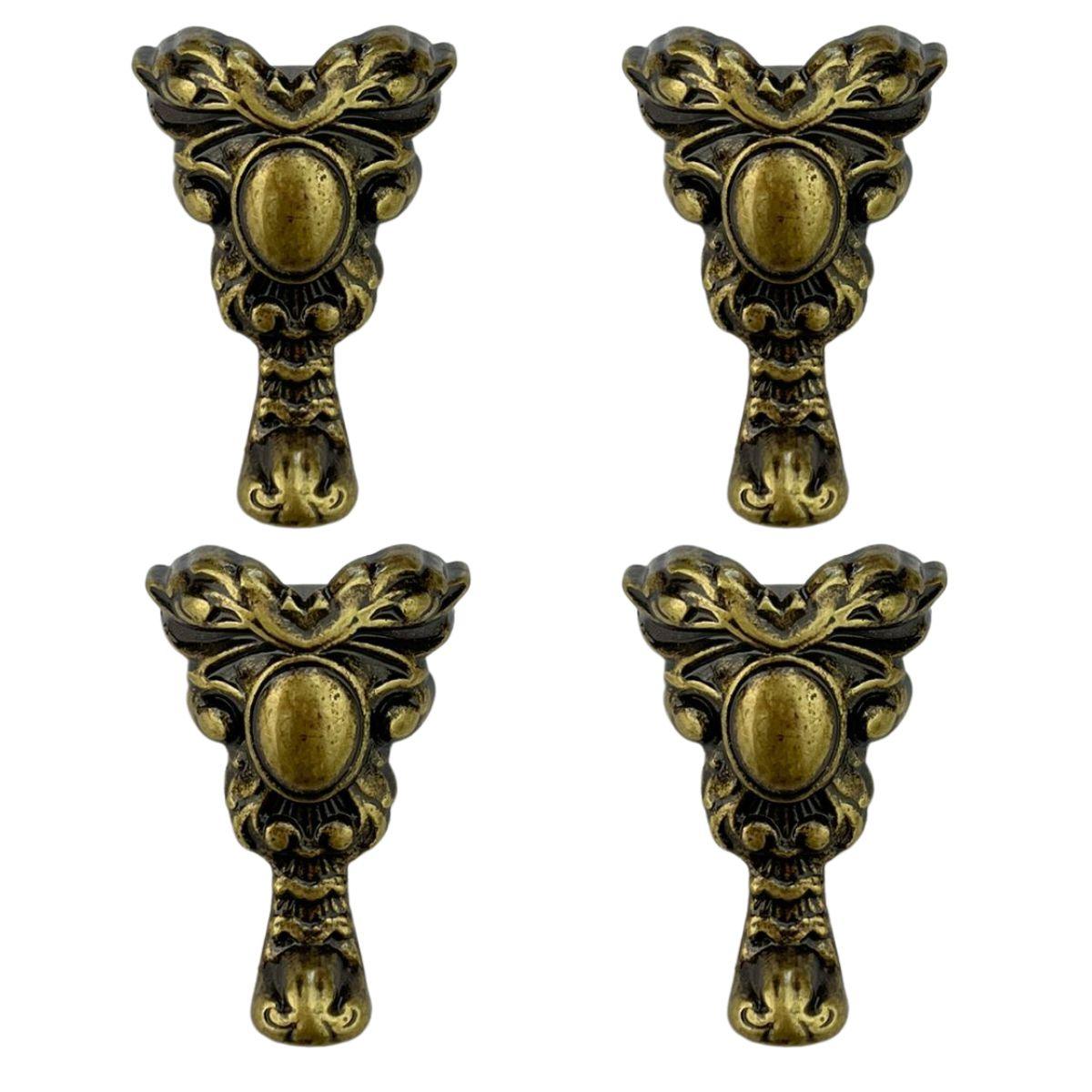 Pezinho Espelho Real em Metal Ouro Velho 1,8x3,6cm Kit com 4 peças - Palácio da Arte