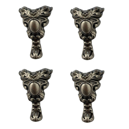 Pezinho Espelho Real em Metal Prata Velho 1,8x3,6cm Kit com 4 peças - Palácio da Arte