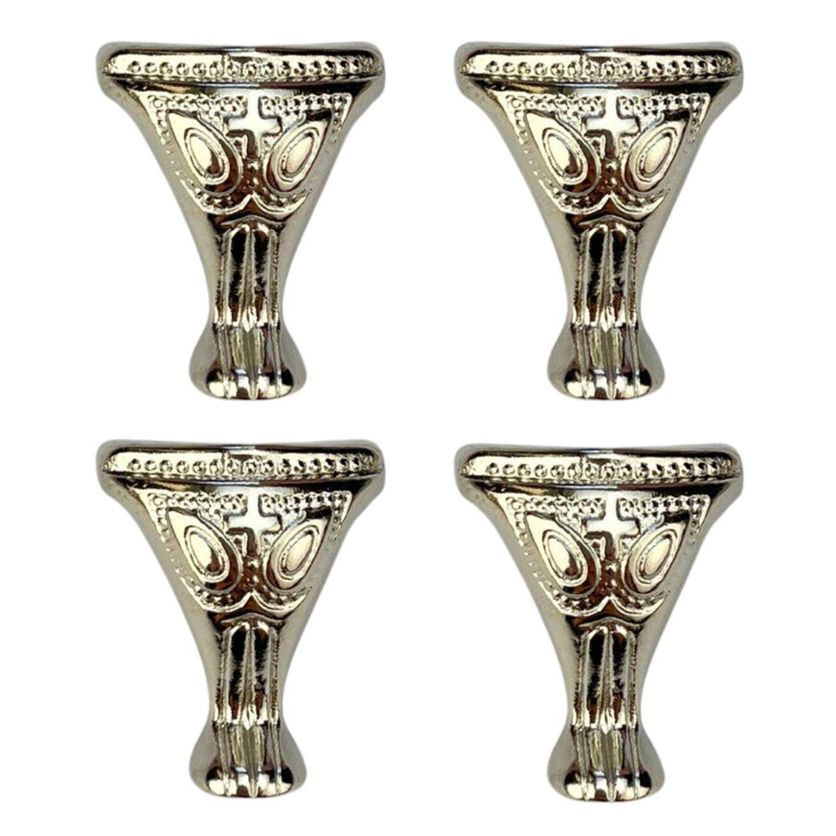 Pezinho Pata de Elefante Egípcio em Metal Níquel 2,2x1,9cm Kit com 4 peças - Palácio da Arte