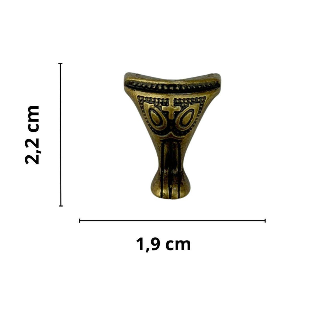 Pezinho Pata de Elefante Egípcio em Metal Ouro Velho 2,2x1,9cm Kit com 4 peças - Palácio da Arte