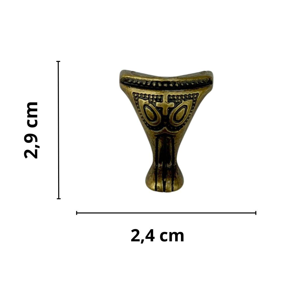 Pezinho Pata de Elefante Egípcio em Metal Ouro Velho 2,9x2,4cm Kit com 4 peças - Palácio da Arte