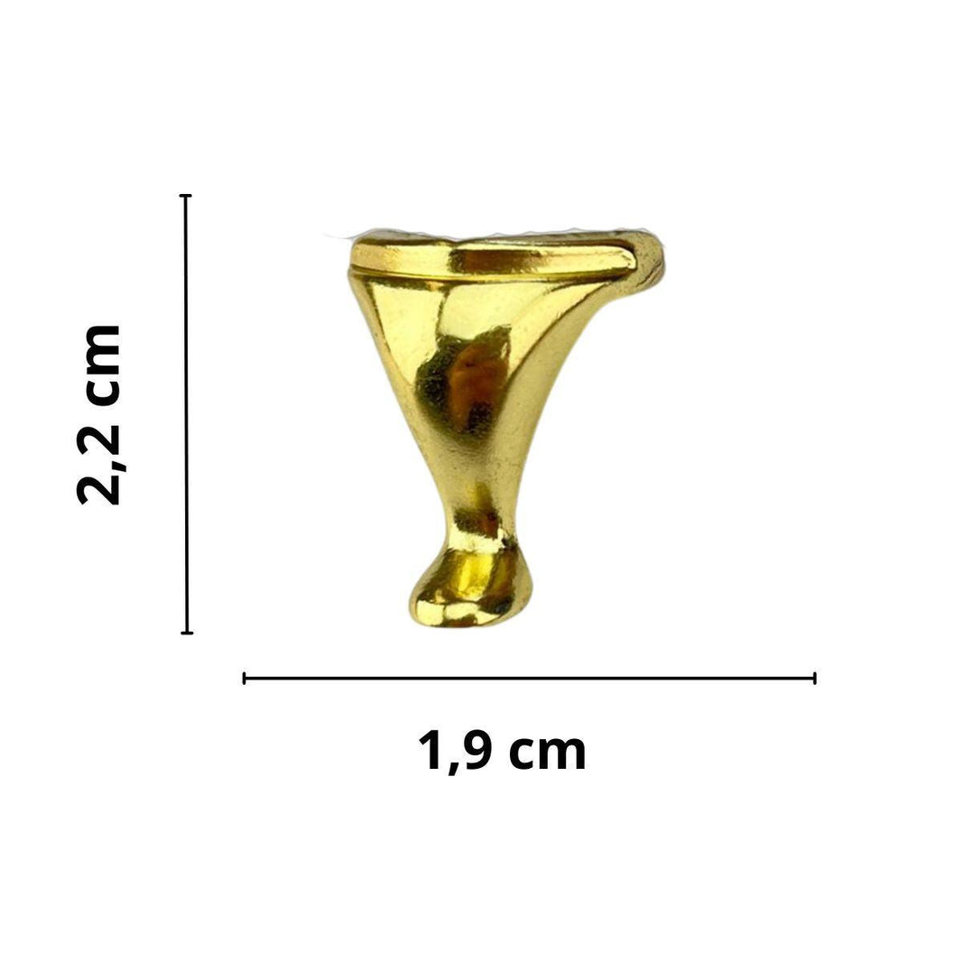 Pezinho Pata Lisa em Metal Dourado 2,2x1,9cm Kit com 4 peças - Palácio da Arte