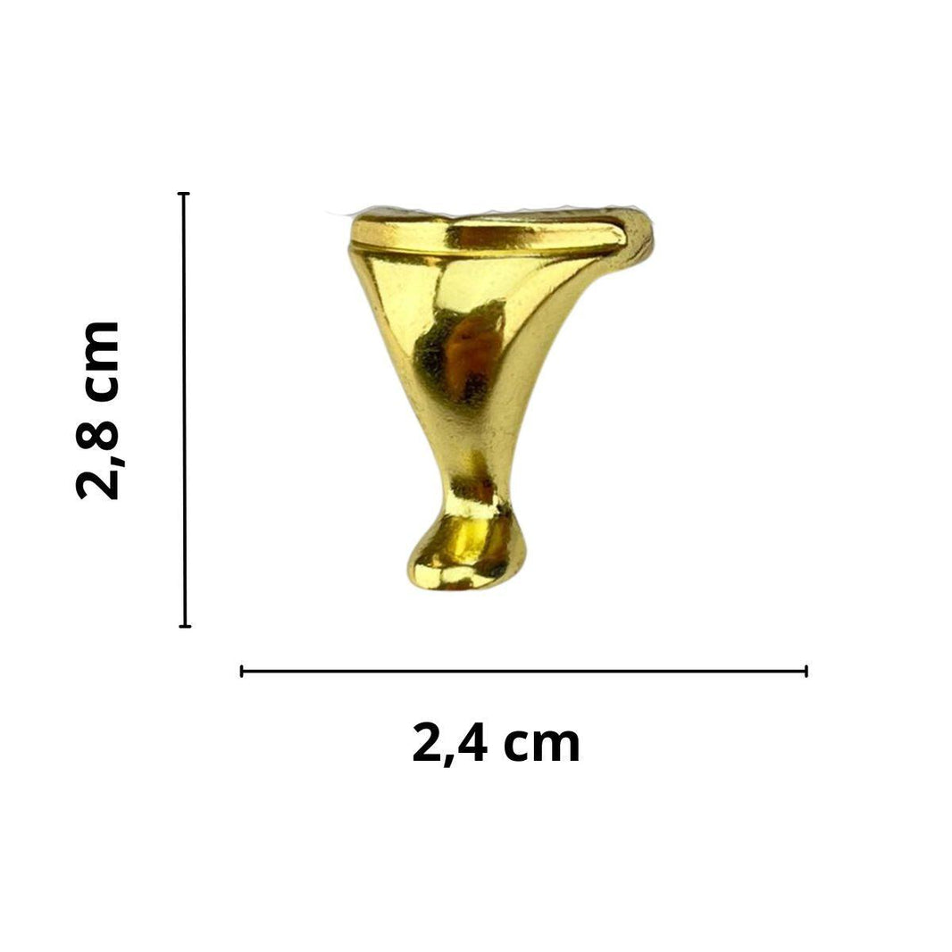 Pezinho Pata Lisa em Metal Dourado 2,8x2,4cm Kit com 4 peças - Palácio da Arte