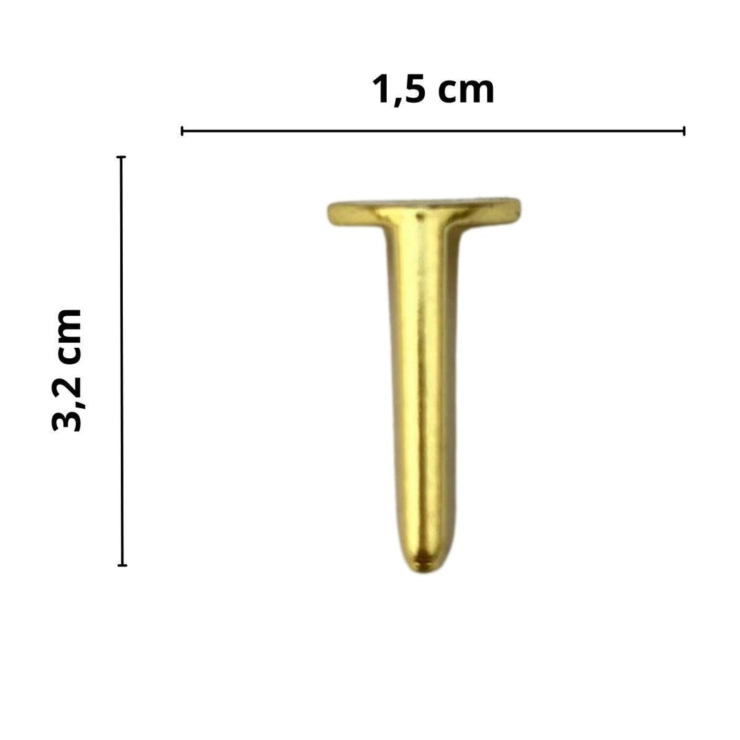 Pezinho Reto Fino em Metal Dourado 1,5x3,2cm Kit com 4 peças - Palácio da Arte