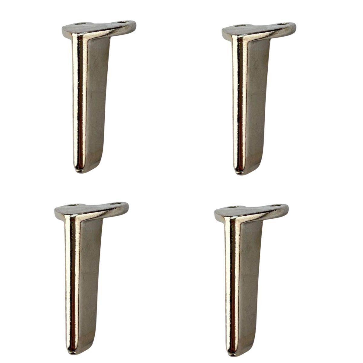 Pezinho Reto Fino em Metal Niquel 1,5x3,2cm Kit com 4 peças - Palácio da Arte