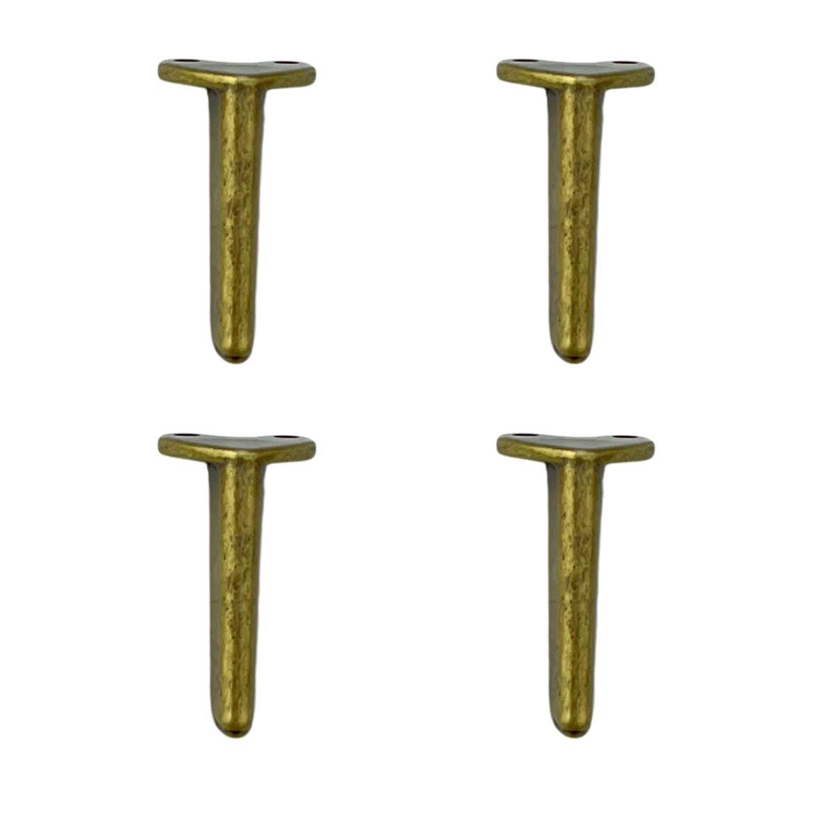 Pezinho Reto Fino em Metal Ouro Velho 1,5x3,2cm Kit com 4 peças - Palácio da Arte