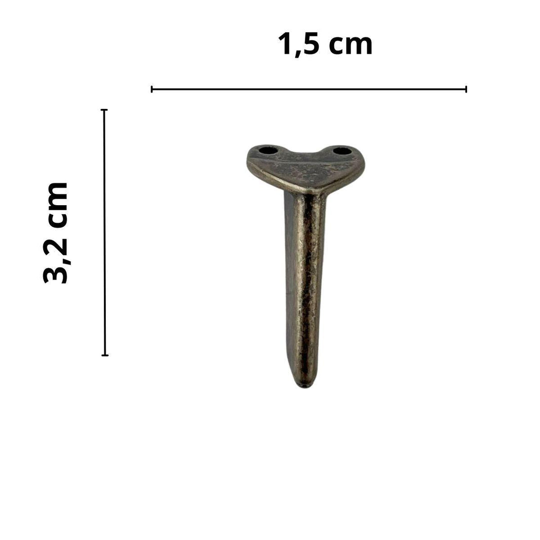 Pezinho Reto Fino em Metal Prata Velha 1,5x3,2cm Kit com 4 peças - Palácio da Arte