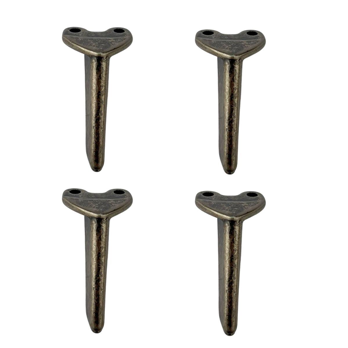Pezinho Reto Fino em Metal Prata Velha 1,5x3,2cm Kit com 4 peças - Palácio da Arte