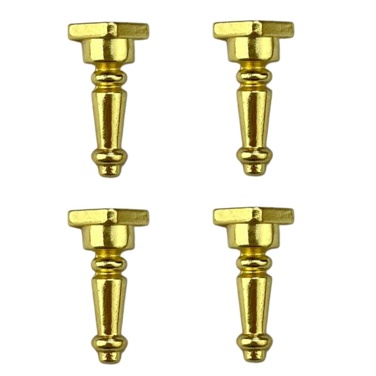 Pezinho Torneado Coluna em Metal Dourado 2,5x1,3cm Kit com 4 peças - Palácio da Arte