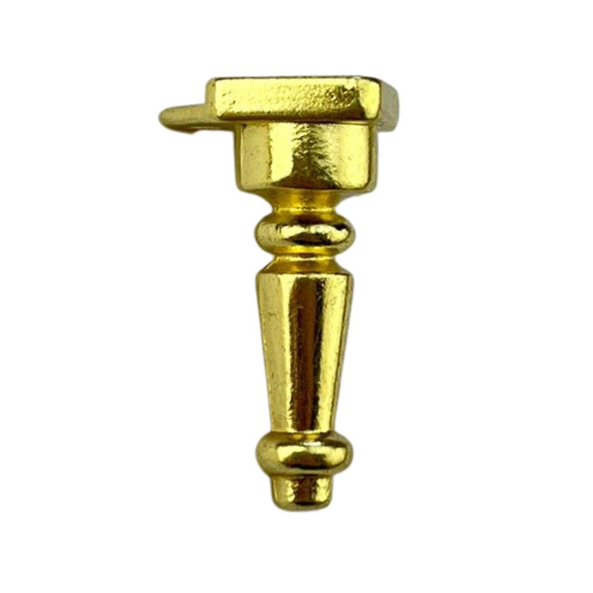 Pezinho Torneado Coluna em Metal Dourado 2,5x1,3cm Kit com 4 peças - Palácio da Arte