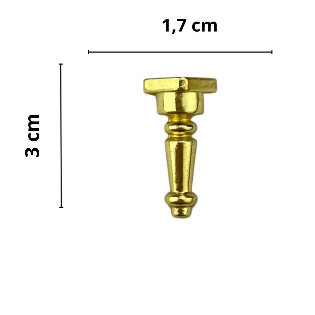 Pezinho Torneado Coluna em Metal Dourado G 3x1,7cm Kit com 4 peças - Palácio da Arte