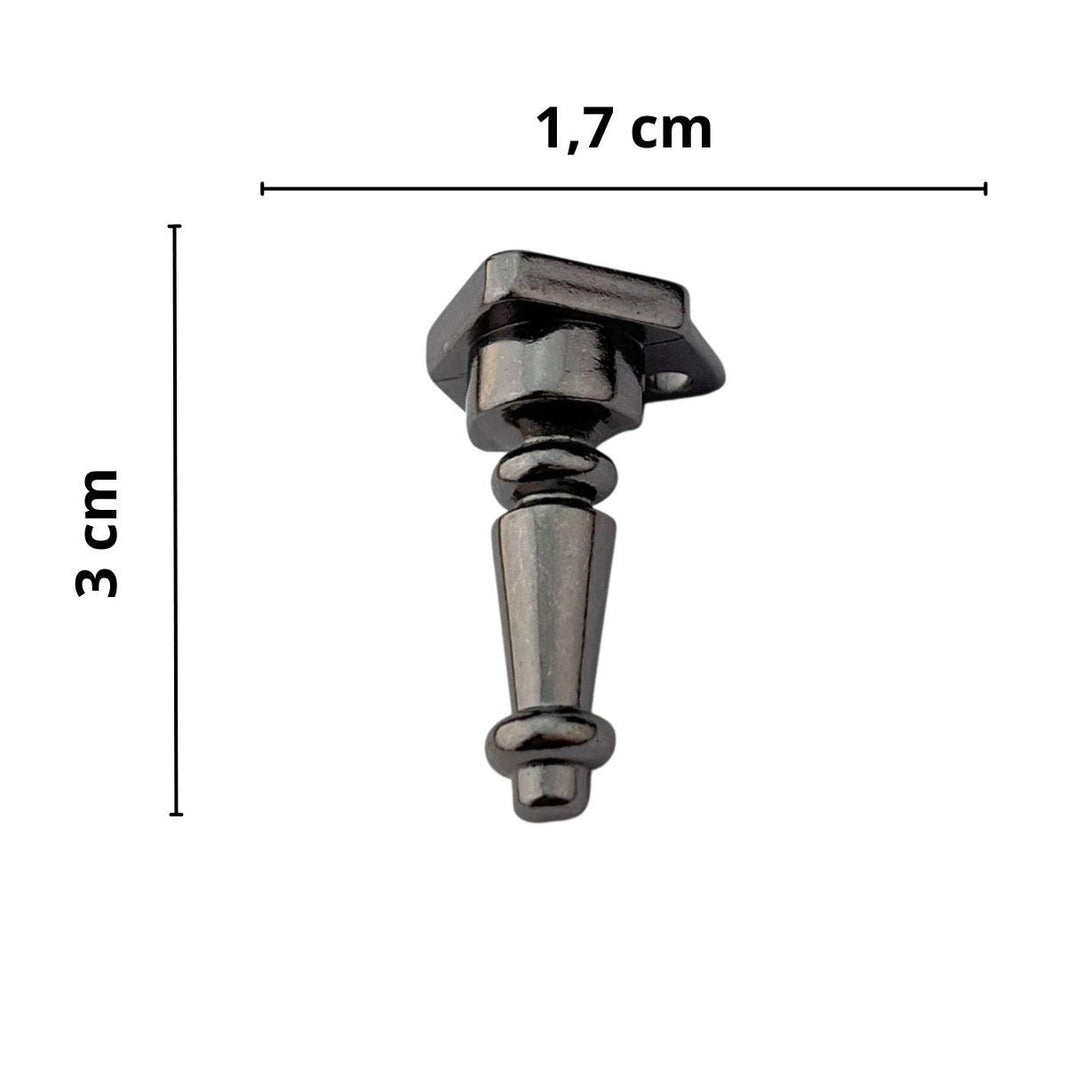 Pezinho Torneado Coluna em Metal Grafite G 3x1,7cm Kit com 4 peças - Palácio da Arte