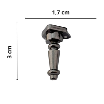 Pezinho Torneado Coluna em Metal Grafite G 3x1,7cm Kit com 4 peças - Palácio da Arte