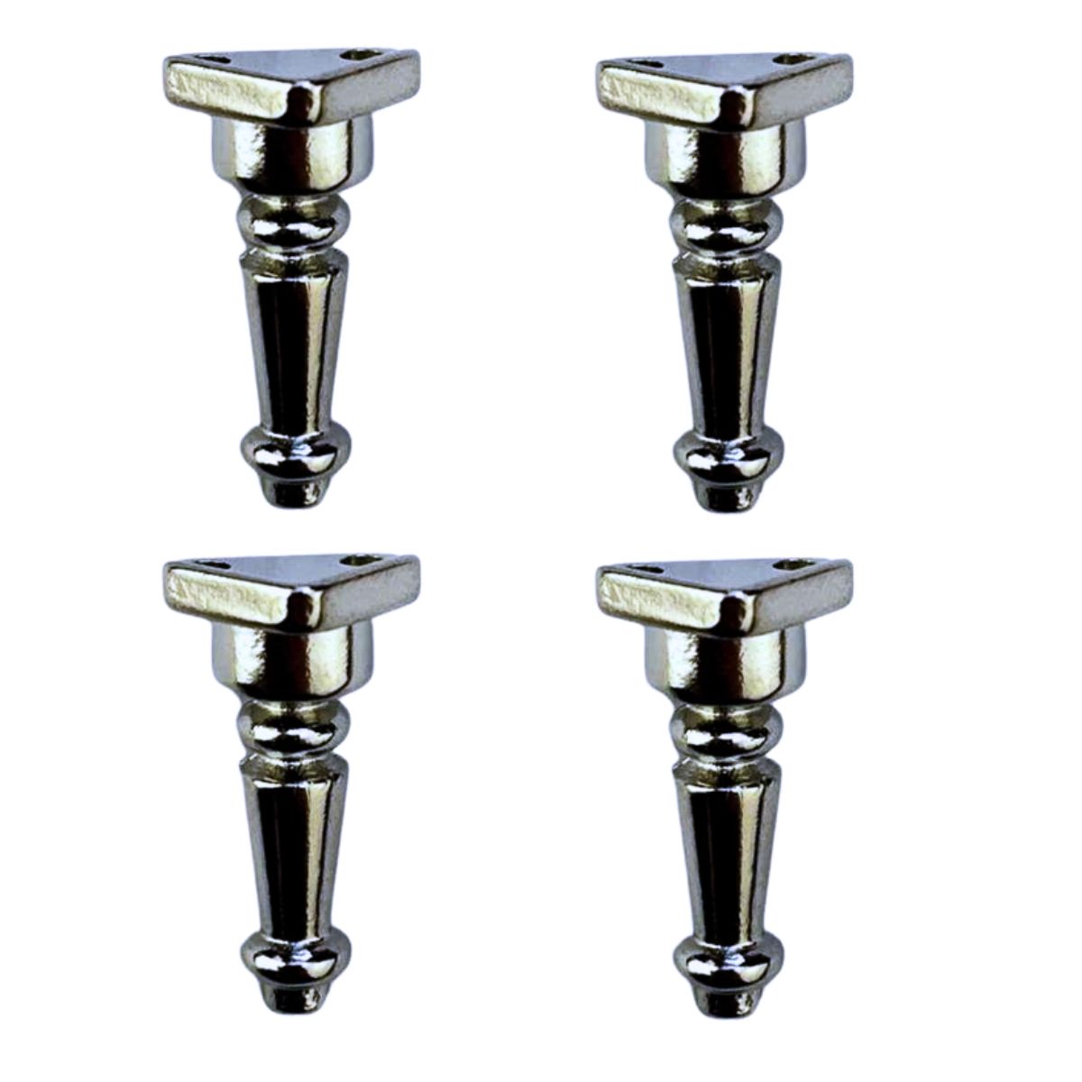 Pezinho Torneado Coluna em Metal Niquel 2,5x1,3cm Kit com 4 peças - Palácio da Arte